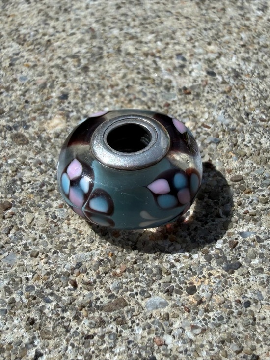 Pandora Jewelry - Pandora Glass Charm Bead in Teal with Pink & Blue Accents